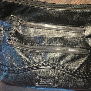 D. MARKS (DARCY MARKS) Black Pebbled Faux (PVC) Leather Shoulder/X Body Bag